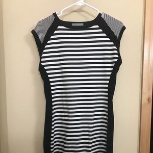 Knee length black and white dress